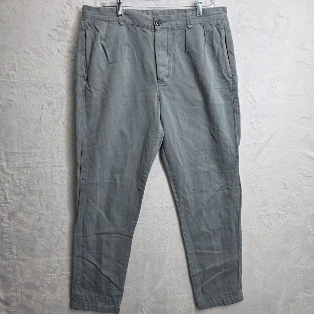 Wallace & Barnes Pants Mens Gray Chambray Chino Casual Size 34x32
